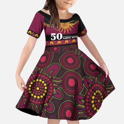 Broncos NAIDOC Week Personalised Family Matching Off Shoulder Short Dress and Hawaiian Shirt Aboriginal Torres Strait Islanders Vibe