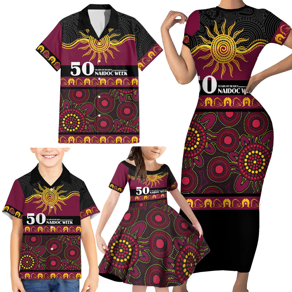 Broncos NAIDOC Week Personalised Family Matching Short Sleeve Bodycon Dress and Hawaiian Shirt Aboriginal Torres Strait Islanders Vibe