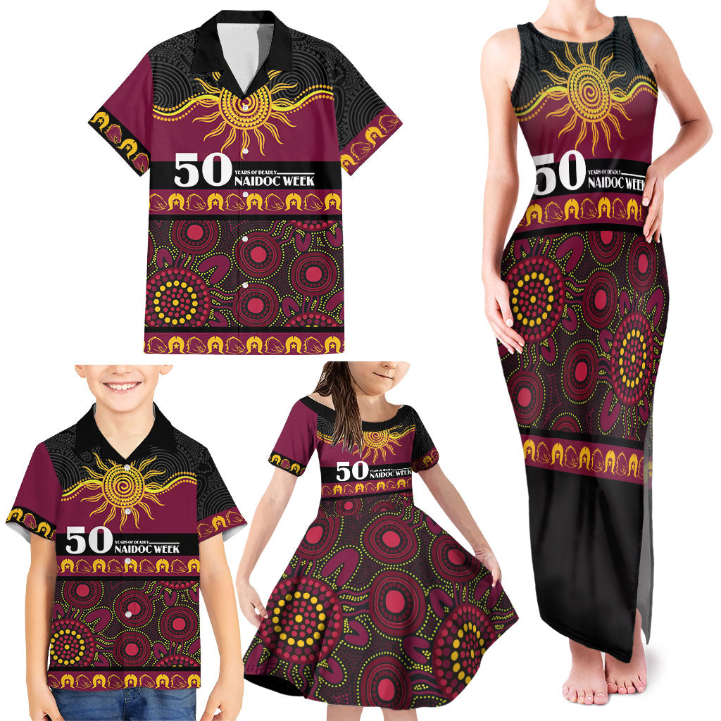 Broncos NAIDOC Week Personalised Family Matching Tank Maxi Dress and Hawaiian Shirt Aboriginal Torres Strait Islanders Vibe