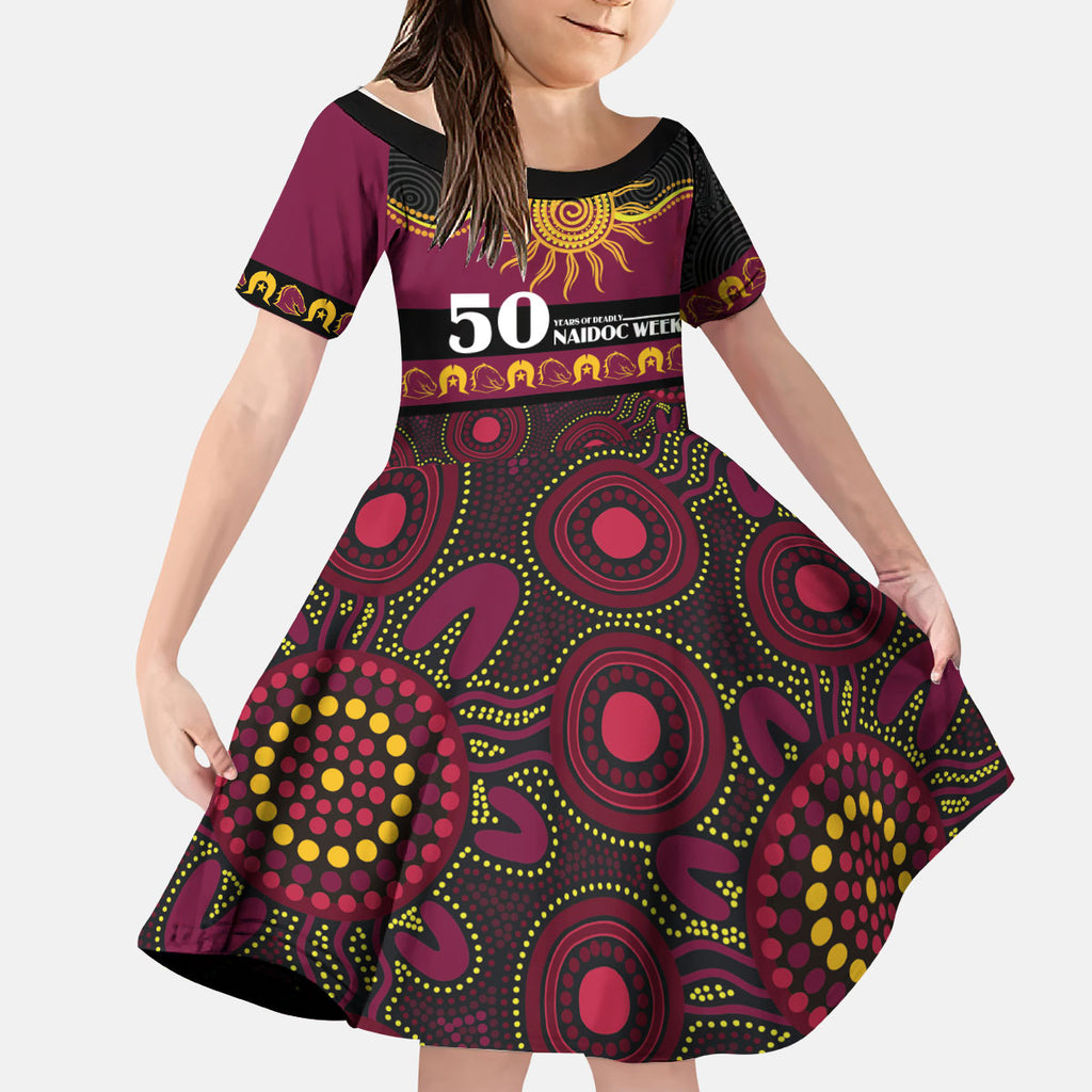 Broncos NAIDOC Week Personalised Kid Short Sleeve Dress Aboriginal Torres Strait Islanders Vibe