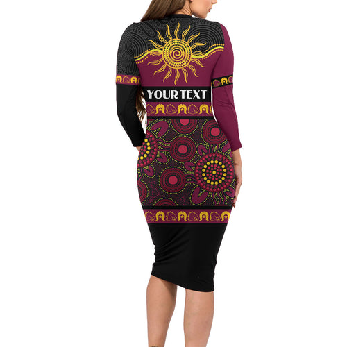 Broncos NAIDOC Week Personalised Long Sleeve Bodycon Dress Aboriginal Torres Strait Islanders Vibe