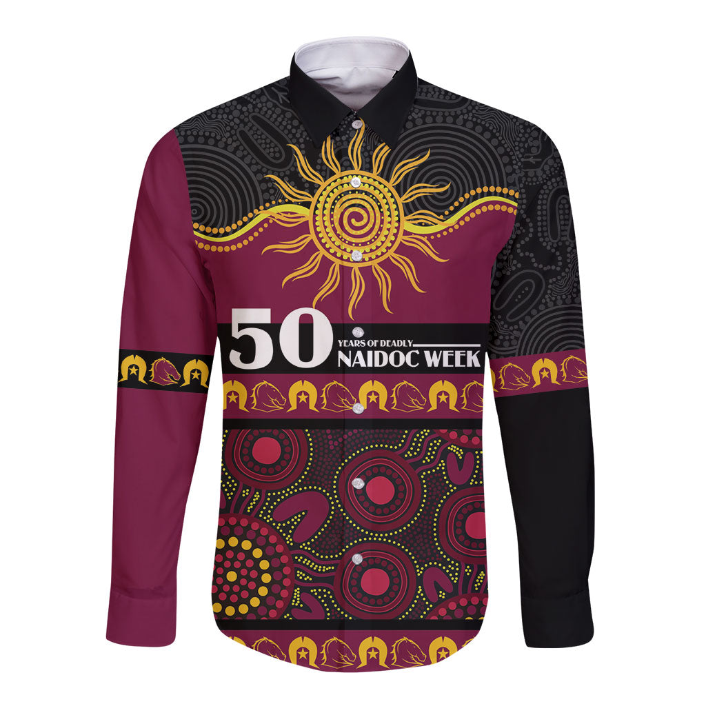 Broncos NAIDOC Week Personalised Long Sleeve Button Shirt Aboriginal Torres Strait Islanders Vibe