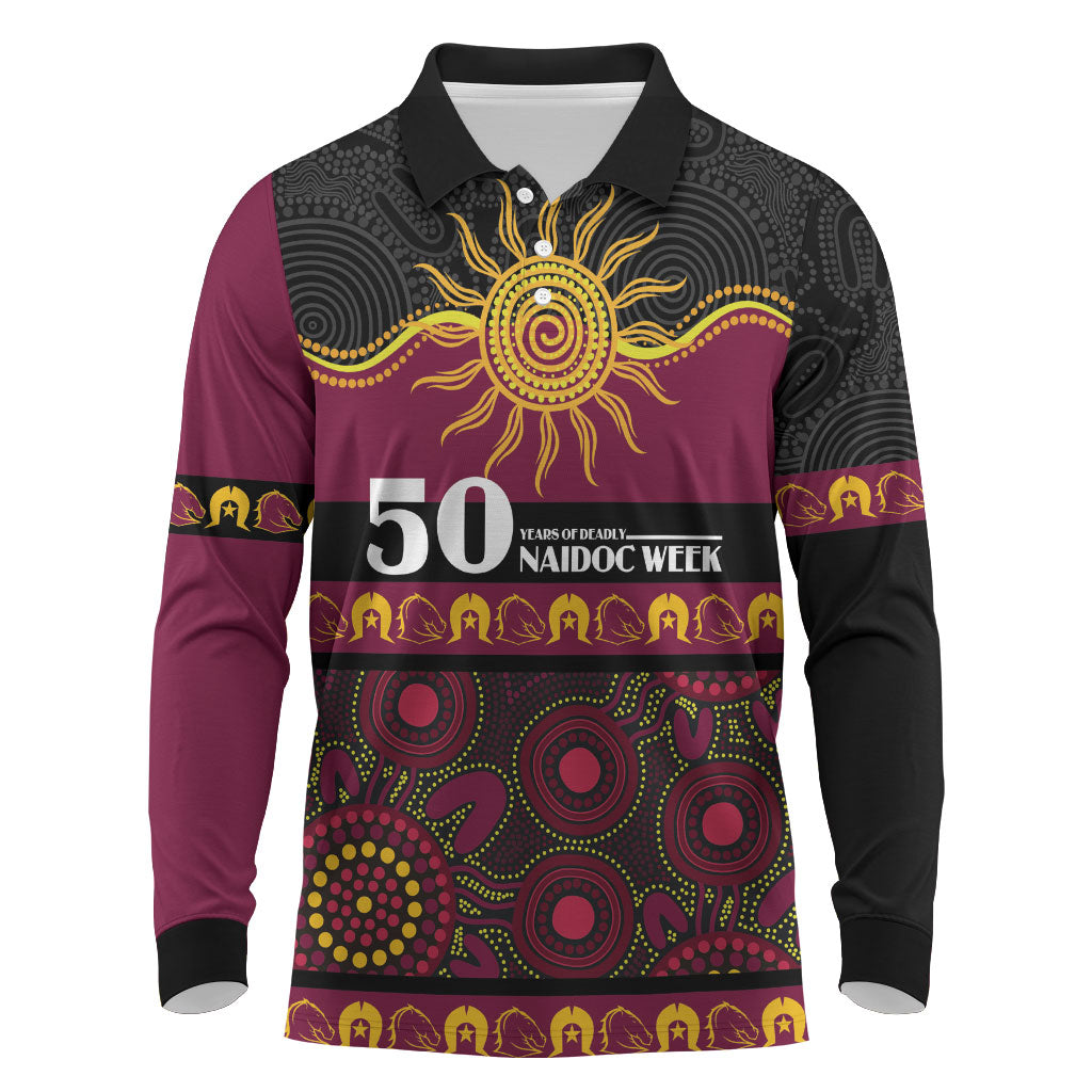 Broncos NAIDOC Week Personalised Long Sleeve Polo Shirt Aboriginal Torres Strait Islanders Vibe