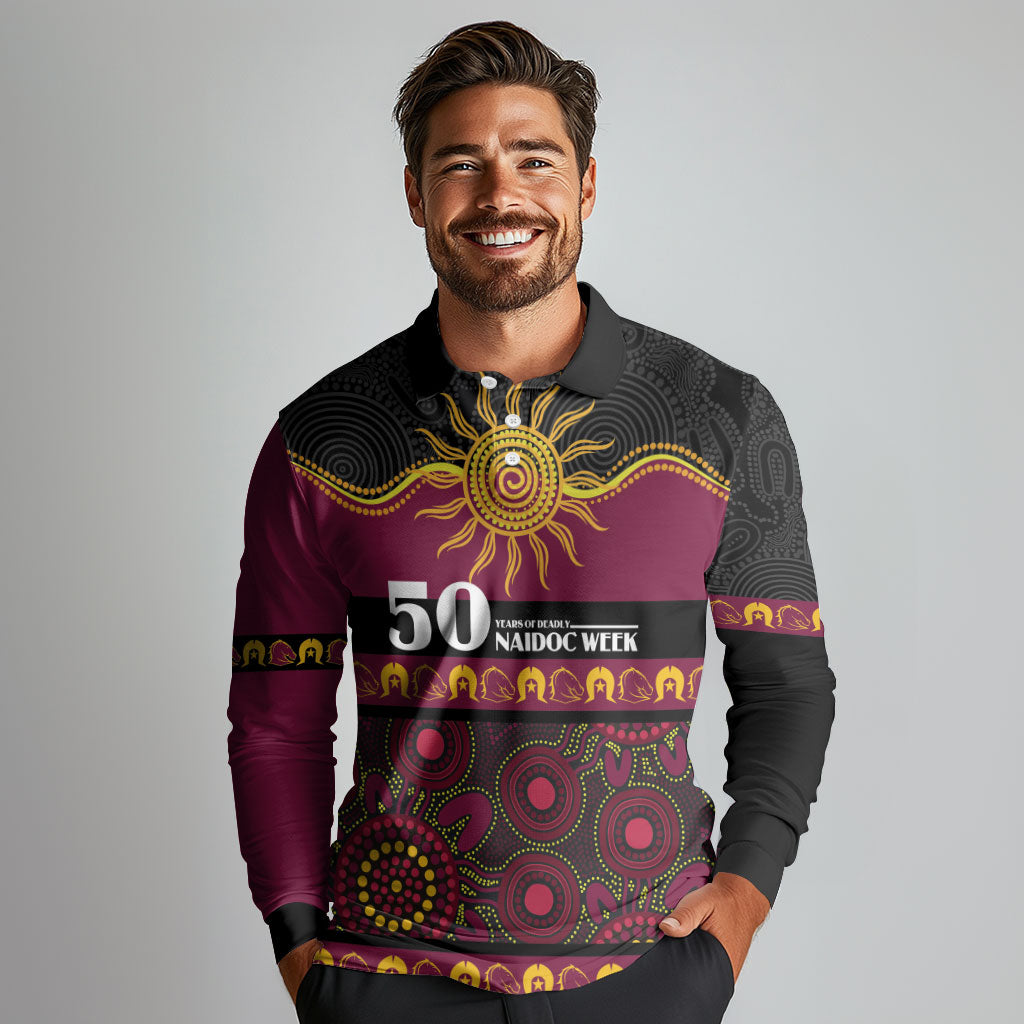 Broncos NAIDOC Week Personalised Long Sleeve Polo Shirt Aboriginal Torres Strait Islanders Vibe