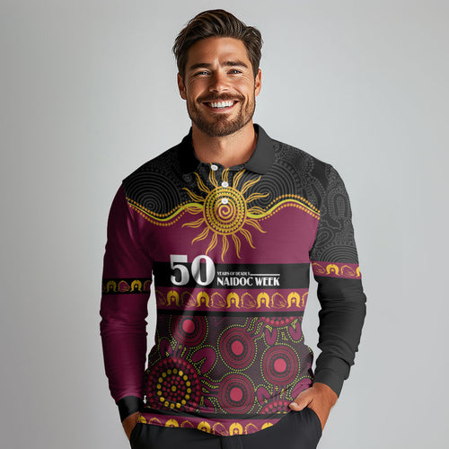 Broncos NAIDOC Week Personalised Long Sleeve Polo Shirt Aboriginal Torres Strait Islanders Vibe