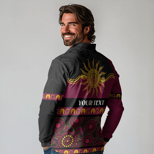 Broncos NAIDOC Week Personalised Long Sleeve Polo Shirt Aboriginal Torres Strait Islanders Vibe