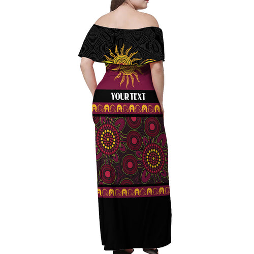 Broncos NAIDOC Week Personalised Off Shoulder Maxi Dress Aboriginal Torres Strait Islanders Vibe