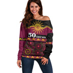 Broncos NAIDOC Week Personalised Off Shoulder Sweater Aboriginal Torres Strait Islanders Vibe