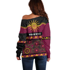Broncos NAIDOC Week Personalised Off Shoulder Sweater Aboriginal Torres Strait Islanders Vibe