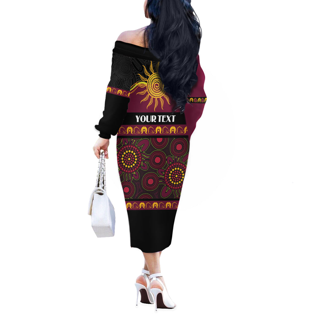 Broncos NAIDOC Week Personalised Off The Shoulder Long Sleeve Dress Aboriginal Torres Strait Islanders Vibe
