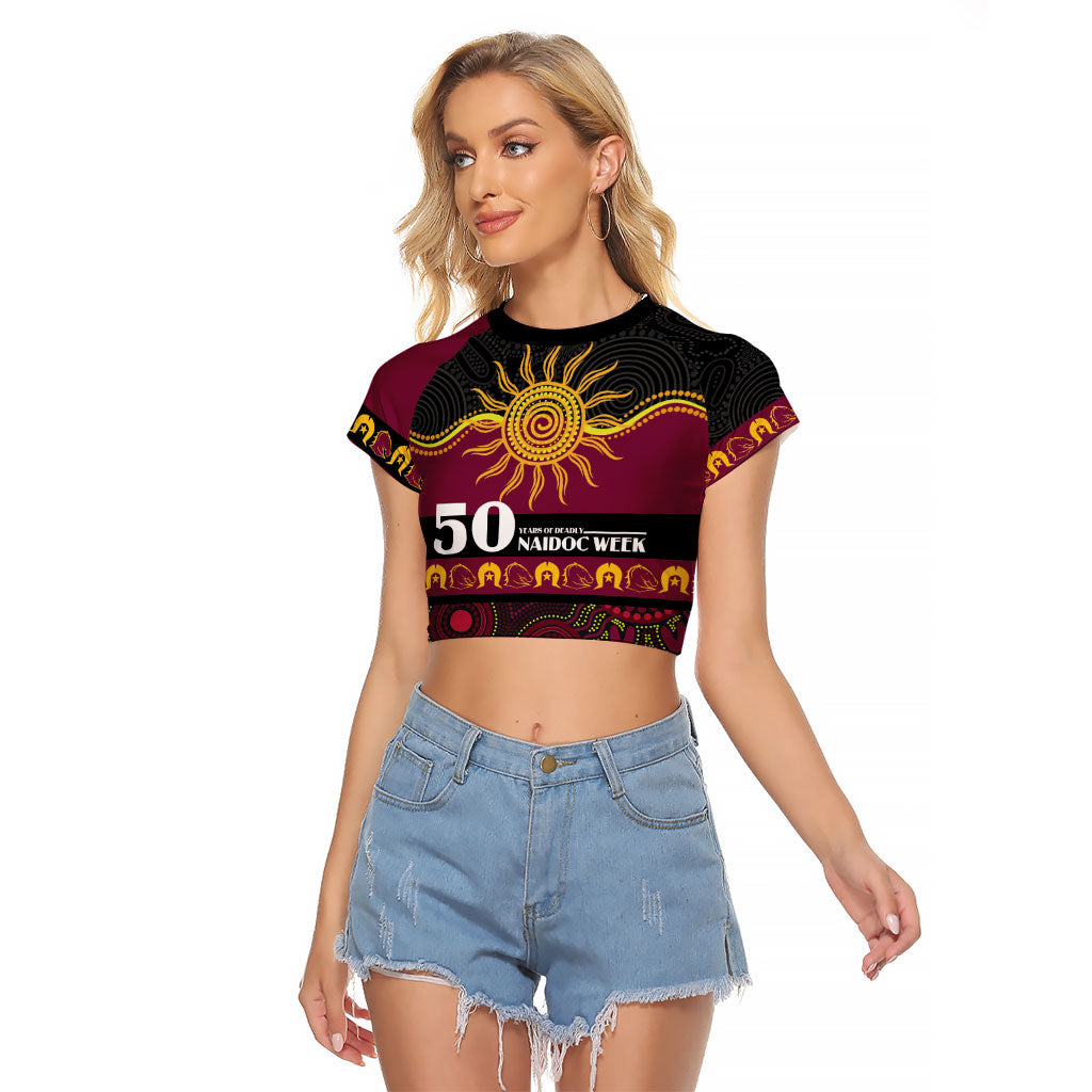 Broncos NAIDOC Week Personalised Raglan Cropped T Shirt Aboriginal Torres Strait Islanders Vibe