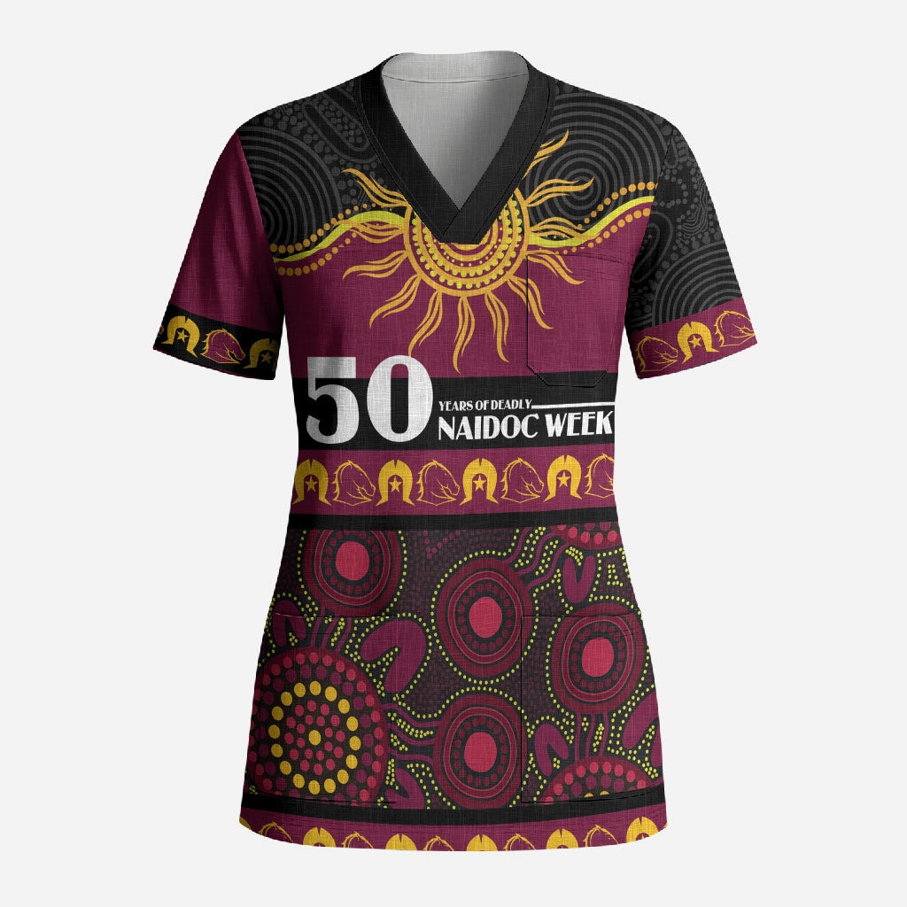 Broncos NAIDOC Week Personalised Scrub Top Aboriginal Torres Strait Islanders Vibe