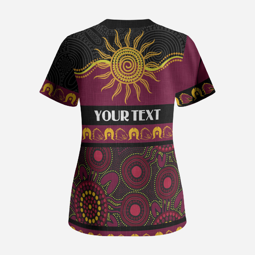 Broncos NAIDOC Week Personalised Scrub Top Aboriginal Torres Strait Islanders Vibe