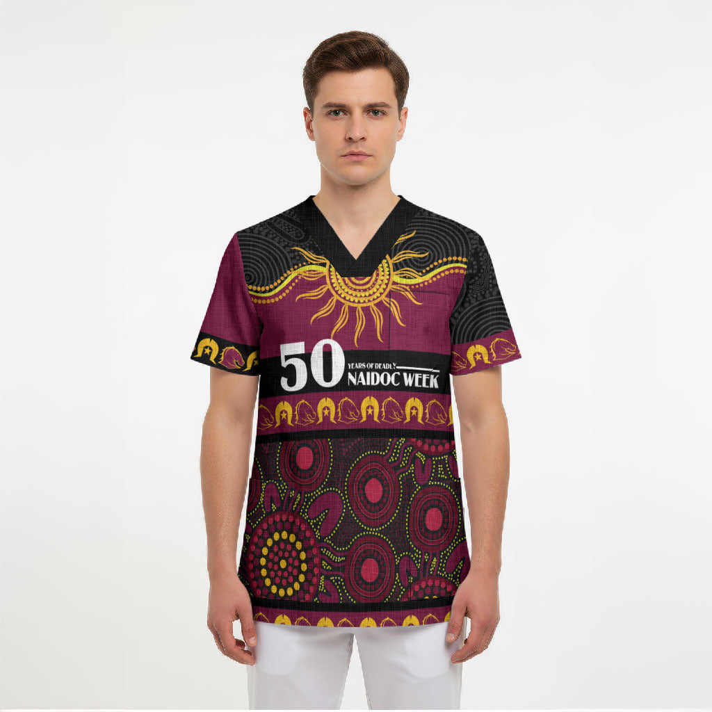 Broncos NAIDOC Week Personalised Scrub Top Aboriginal Torres Strait Islanders Vibe