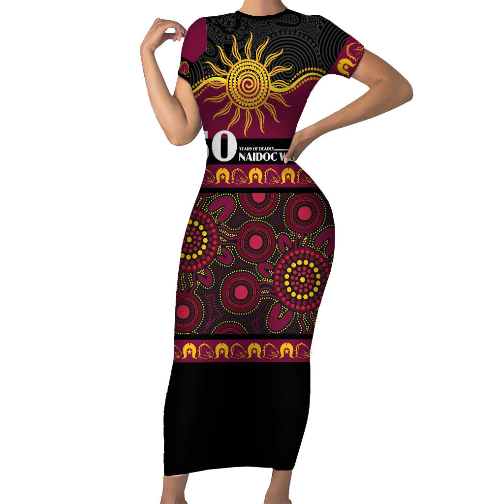 Broncos NAIDOC Week Personalised Short Sleeve Bodycon Dress Aboriginal Torres Strait Islanders Vibe