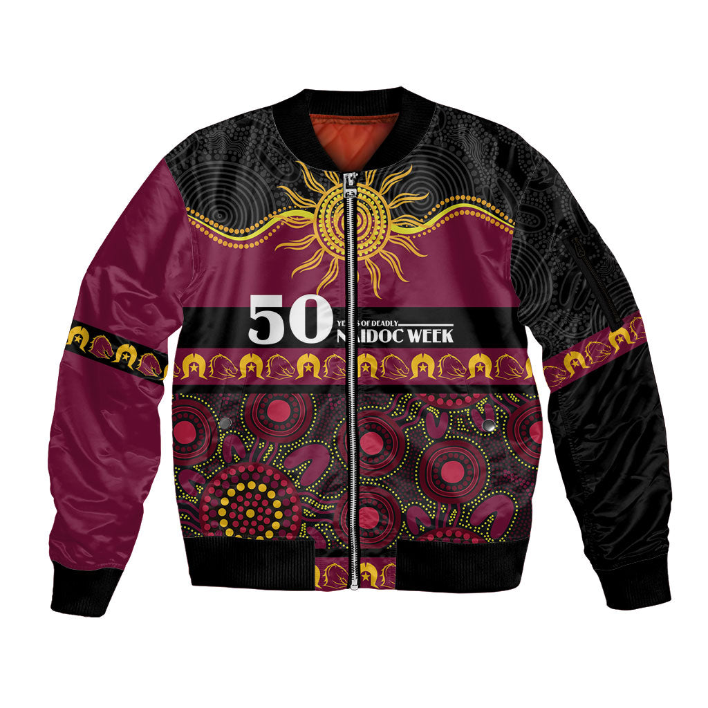 Broncos NAIDOC Week Personalised Sleeve Zip Bomber Jacket Aboriginal Torres Strait Islanders Vibe