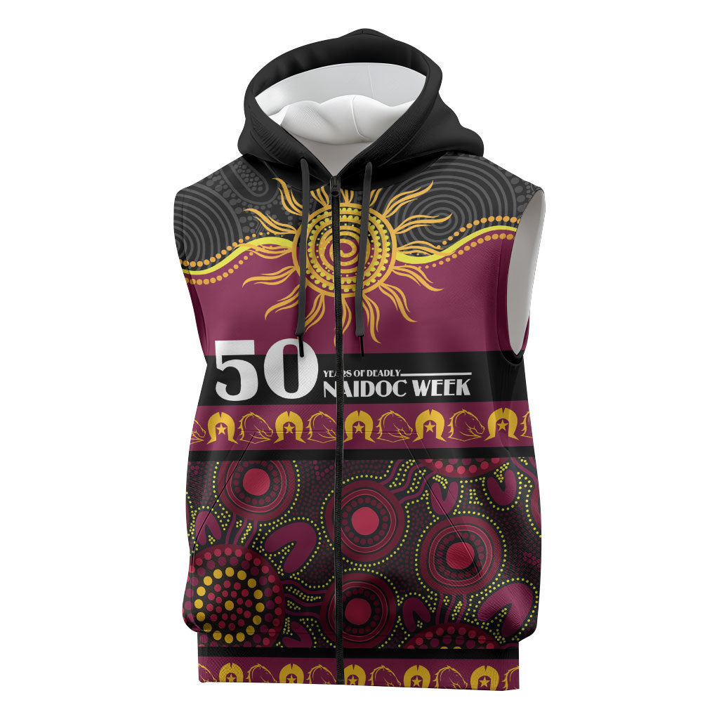 Broncos NAIDOC Week Personalised Sleeveless Zip Hoodie Aboriginal Torres Strait Islanders Vibe
