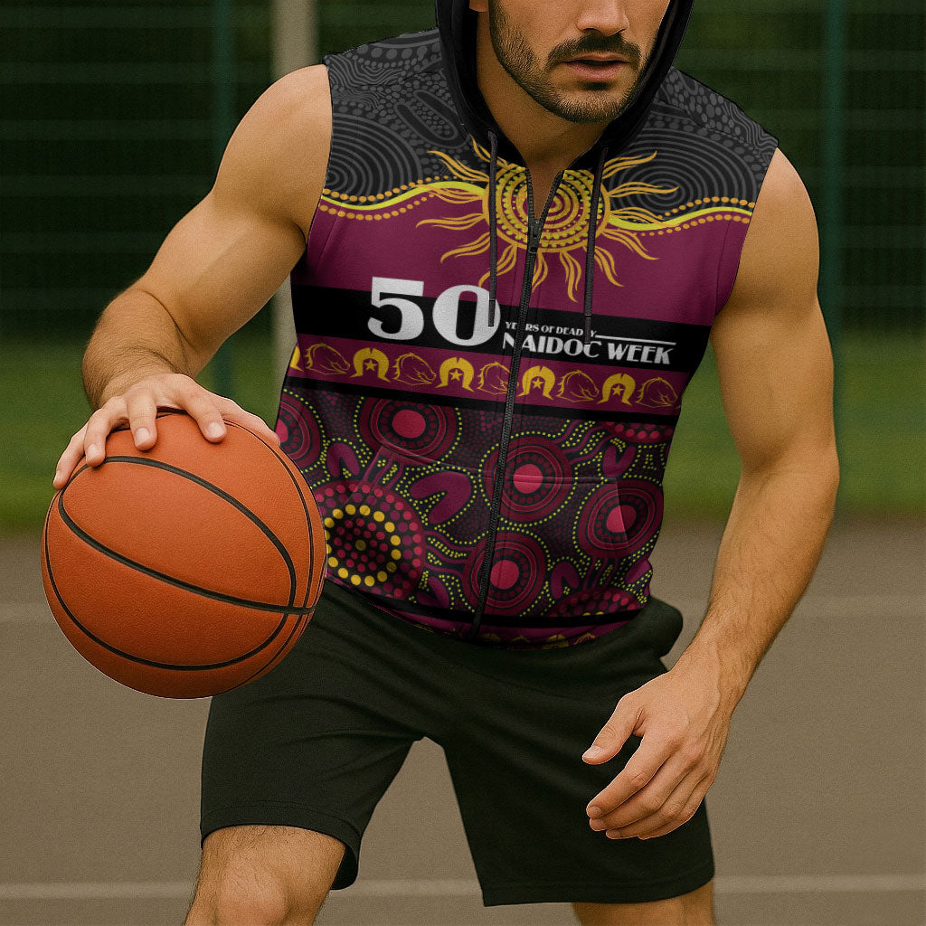 Broncos NAIDOC Week Personalised Sleeveless Zip Hoodie Aboriginal Torres Strait Islanders Vibe