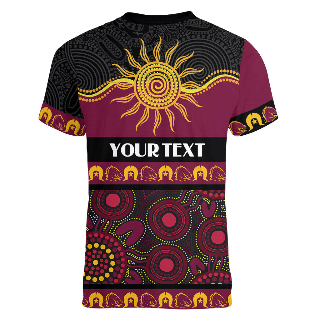 Broncos NAIDOC Week Personalised Women V-Neck T-Shirt Aboriginal Torres Strait Islanders Vibe