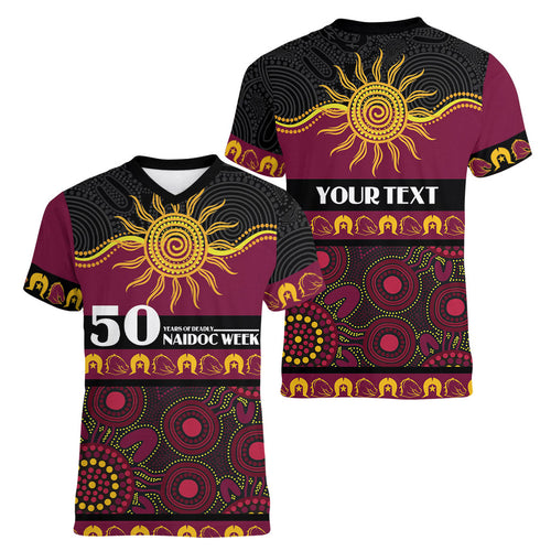 Broncos NAIDOC Week Personalised Women V-Neck T-Shirt Aboriginal Torres Strait Islanders Vibe