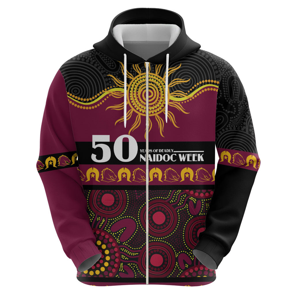 Broncos NAIDOC Week Personalised Zip Hoodie Aboriginal Torres Strait Islanders Vibe