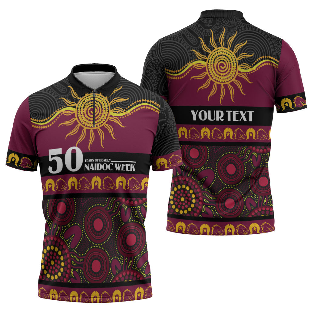 Broncos NAIDOC Week Personalised Zipper Polo Shirt Aboriginal Torres Strait Islanders Vibe