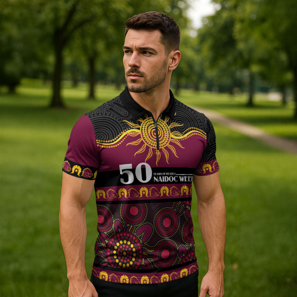 Broncos NAIDOC Week Personalised Zipper Polo Shirt Aboriginal Torres Strait Islanders Vibe