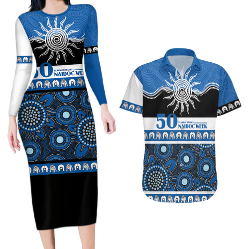 Bulldogs NAIDOC Week Personalised Couples Matching Long Sleeve Bodycon Dress and Hawaiian Shirt Aboriginal Torres Strait Islanders Vibe