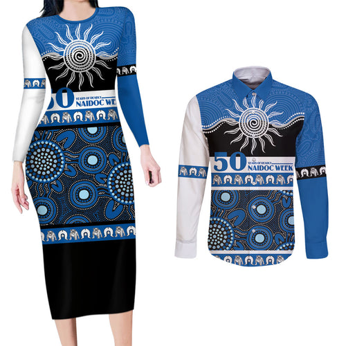 Bulldogs NAIDOC Week Personalised Couples Matching Long Sleeve Bodycon Dress and Long Sleeve Button Shirt Aboriginal Torres Strait Islanders Vibe
