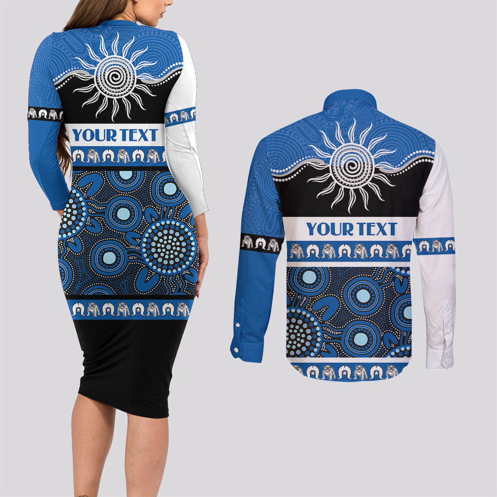Bulldogs NAIDOC Week Personalised Couples Matching Long Sleeve Bodycon Dress and Long Sleeve Button Shirt Aboriginal Torres Strait Islanders Vibe