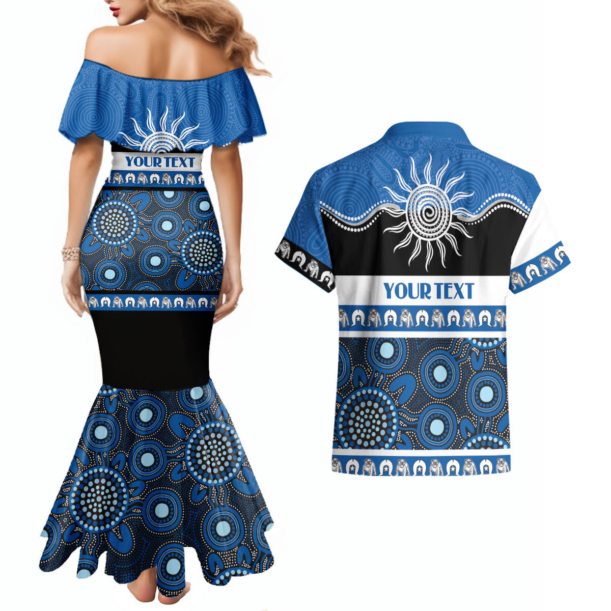 Bulldogs NAIDOC Week Personalised Couples Matching Mermaid Dress and Hawaiian Shirt Aboriginal Torres Strait Islanders Vibe