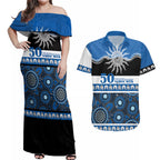 Bulldogs NAIDOC Week Personalised Couples Matching Off Shoulder Maxi Dress and Hawaiian Shirt Aboriginal Torres Strait Islanders Vibe