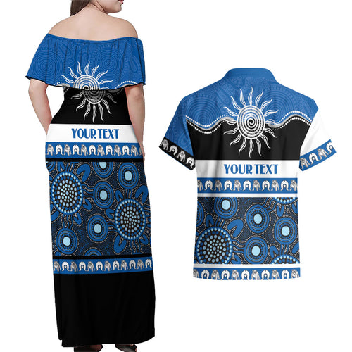 Bulldogs NAIDOC Week Personalised Couples Matching Off Shoulder Maxi Dress and Hawaiian Shirt Aboriginal Torres Strait Islanders Vibe