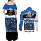 Bulldogs NAIDOC Week Personalised Couples Matching Off Shoulder Maxi Dress and Long Sleeve Button Shirt Aboriginal Torres Strait Islanders Vibe