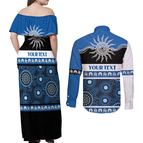 Bulldogs NAIDOC Week Personalised Couples Matching Off Shoulder Maxi Dress and Long Sleeve Button Shirt Aboriginal Torres Strait Islanders Vibe