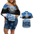 Bulldogs NAIDOC Week Personalised Couples Matching Off Shoulder Short Dress and Hawaiian Shirt Aboriginal Torres Strait Islanders Vibe