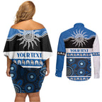 Bulldogs NAIDOC Week Personalised Couples Matching Off Shoulder Short Dress and Long Sleeve Button Shirt Aboriginal Torres Strait Islanders Vibe