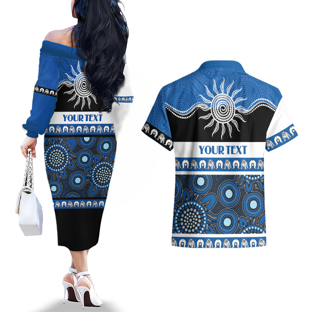 Bulldogs NAIDOC Week Personalised Couples Matching Off The Shoulder Long Sleeve Dress and Hawaiian Shirt Aboriginal Torres Strait Islanders Vibe
