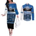 Bulldogs NAIDOC Week Personalised Couples Matching Off The Shoulder Long Sleeve Dress and Long Sleeve Button Shirt Aboriginal Torres Strait Islanders Vibe