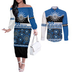 Bulldogs NAIDOC Week Personalised Couples Matching Off The Shoulder Long Sleeve Dress and Long Sleeve Button Shirt Aboriginal Torres Strait Islanders Vibe