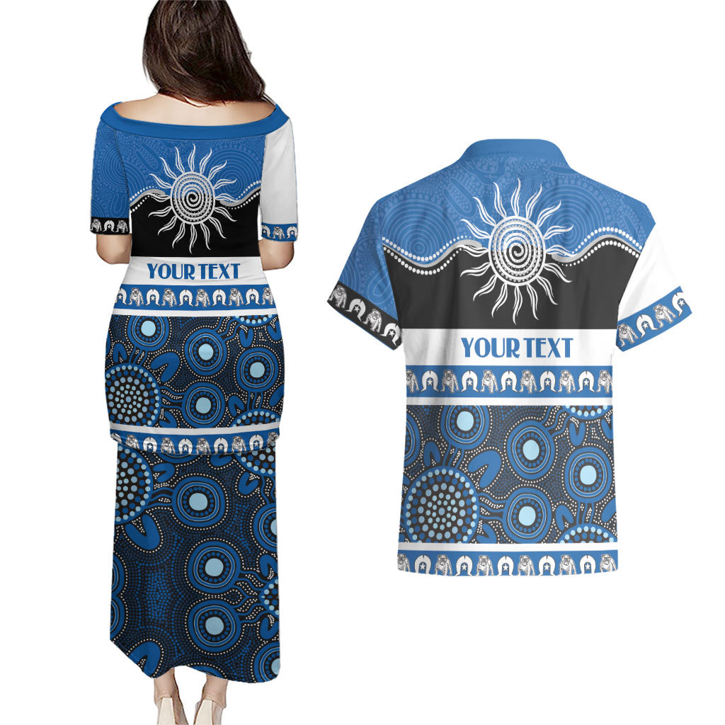 Bulldogs NAIDOC Week Personalised Couples Matching Puletasi and Hawaiian Shirt Aboriginal Torres Strait Islanders Vibe
