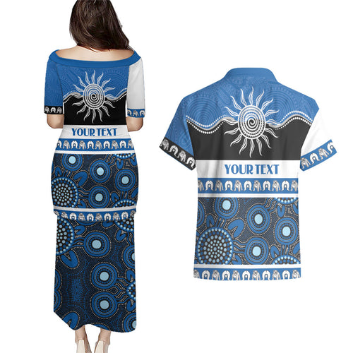 Bulldogs NAIDOC Week Personalised Couples Matching Puletasi and Hawaiian Shirt Aboriginal Torres Strait Islanders Vibe