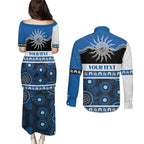 Bulldogs NAIDOC Week Personalised Couples Matching Puletasi and Long Sleeve Button Shirt Aboriginal Torres Strait Islanders Vibe