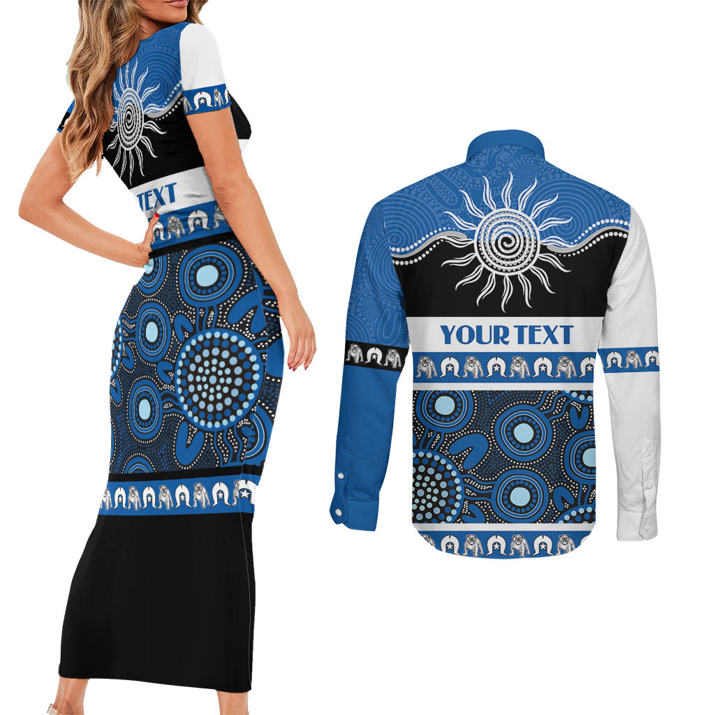 Bulldogs NAIDOC Week Personalised Couples Matching Short Sleeve Bodycon Dress and Long Sleeve Button Shirt Aboriginal Torres Strait Islanders Vibe