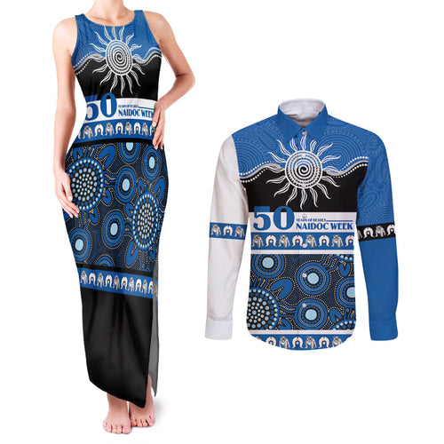 Bulldogs NAIDOC Week Personalised Couples Matching Tank Maxi Dress and Long Sleeve Button Shirt Aboriginal Torres Strait Islanders Vibe