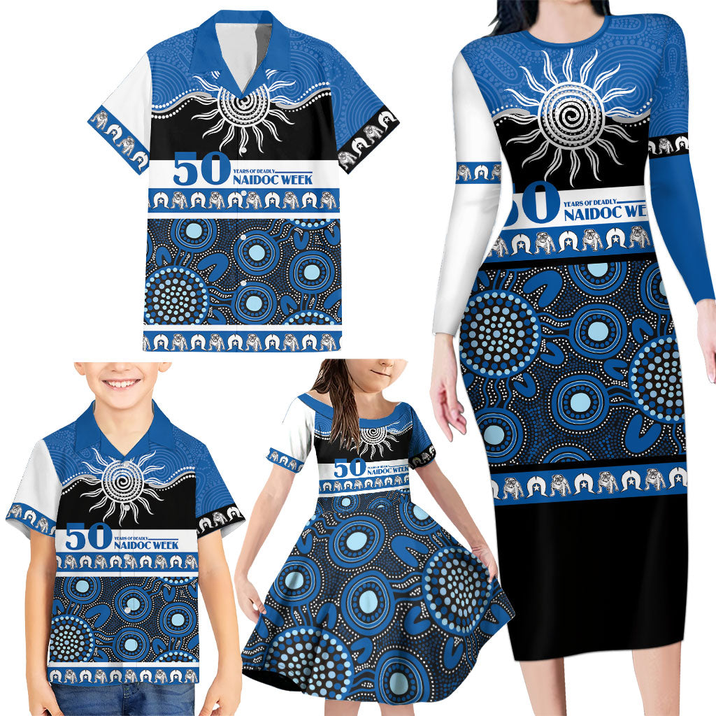 Bulldogs NAIDOC Week Personalised Family Matching Long Sleeve Bodycon Dress and Hawaiian Shirt Aboriginal Torres Strait Islanders Vibe