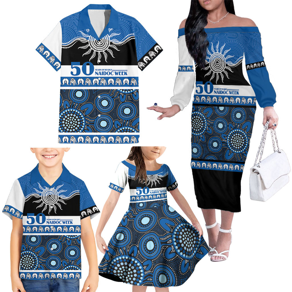 Bulldogs NAIDOC Week Personalised Family Matching Off The Shoulder Long Sleeve Dress and Hawaiian Shirt Aboriginal Torres Strait Islanders Vibe
