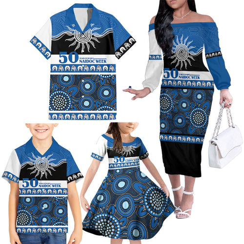 Bulldogs NAIDOC Week Personalised Family Matching Off The Shoulder Long Sleeve Dress and Hawaiian Shirt Aboriginal Torres Strait Islanders Vibe