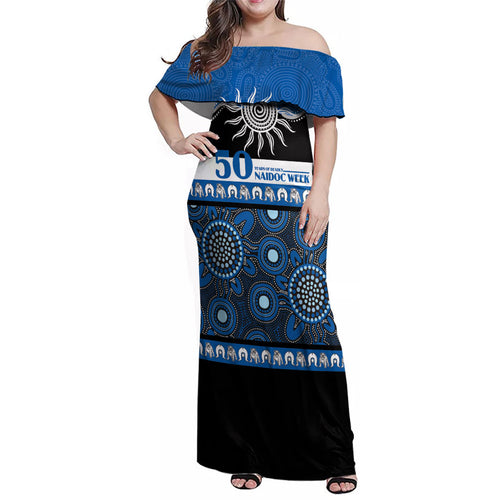 Bulldogs NAIDOC Week Personalised Family Matching Off Shoulder Maxi Dress and Hawaiian Shirt Aboriginal Torres Strait Islanders Vibe