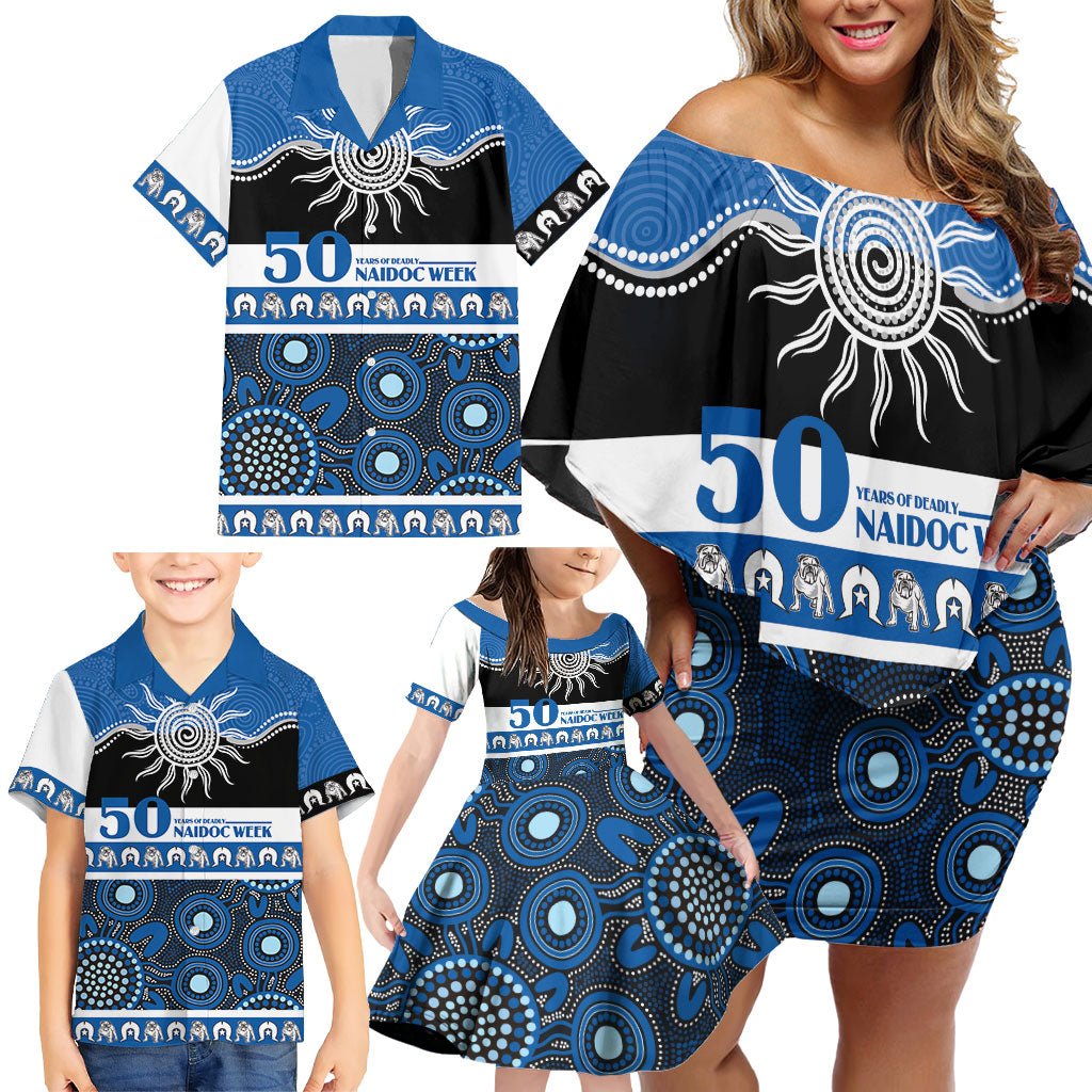 Bulldogs NAIDOC Week Personalised Family Matching Off Shoulder Short Dress and Hawaiian Shirt Aboriginal Torres Strait Islanders Vibe